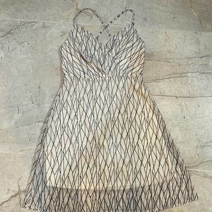 She + Sky dress white sheer lines Spagetti adjustable strap new never worn